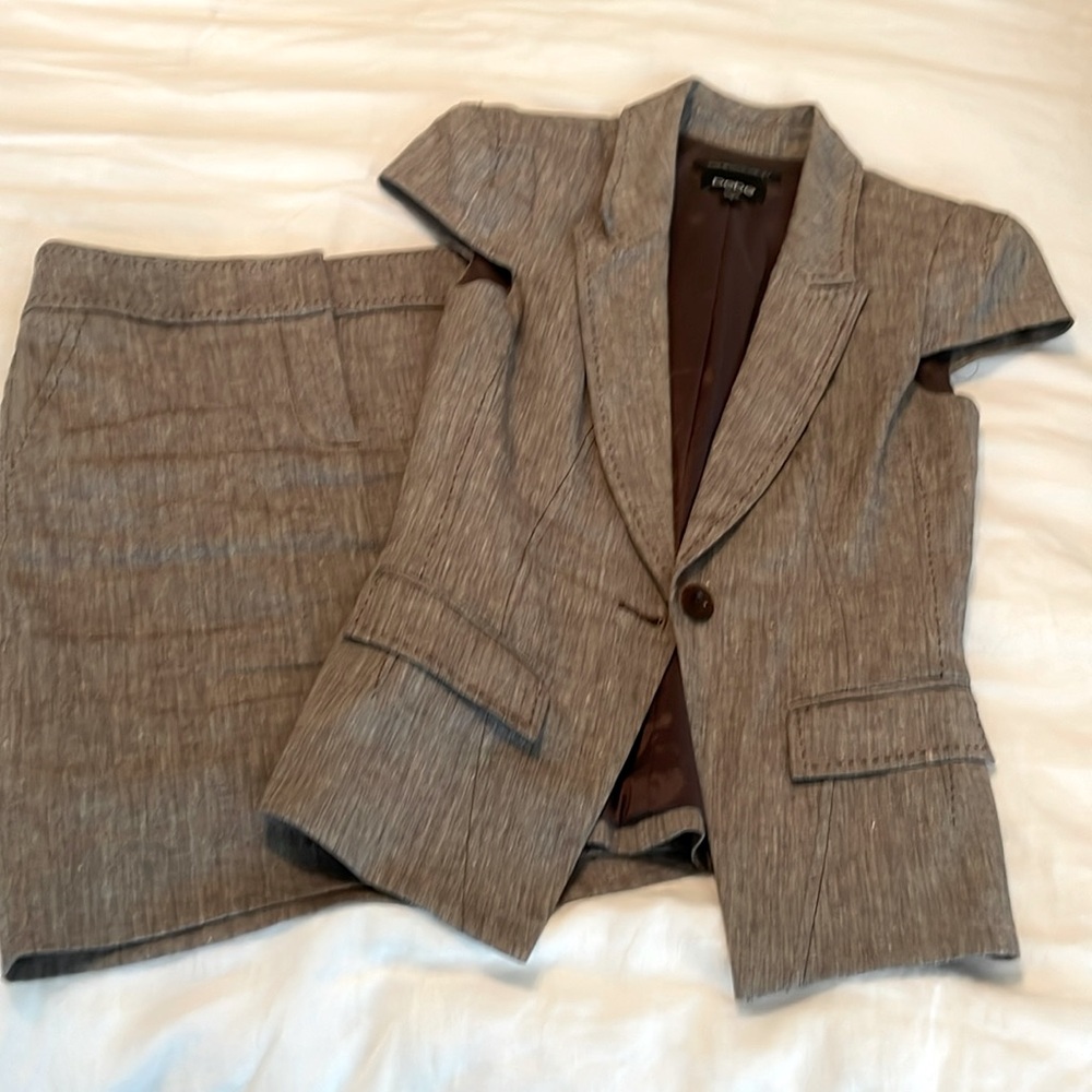 BEBE brown skirt and jacket.